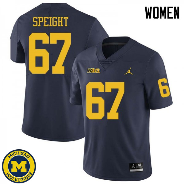 Womens Michigan Wolverines #67 Jess Speight Navy Jordan Brand Embroidery Jersey